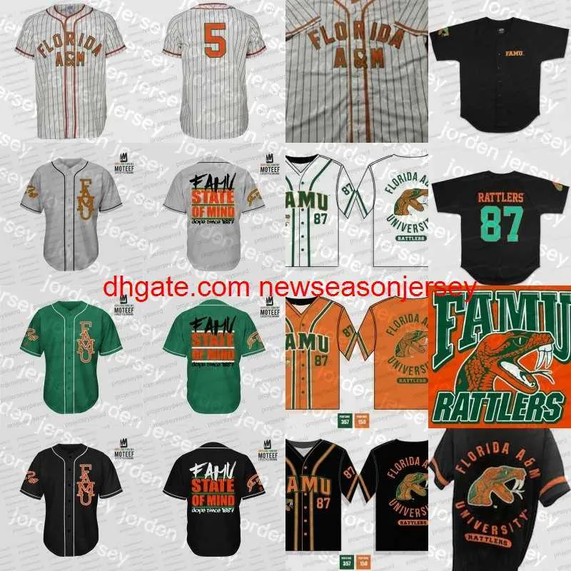 Nya college mens florida a m famu baseball tröja anpassade valfritt namn sikt college kläder stora hög