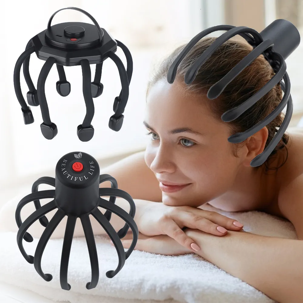 Hoofd Massager Pastsky elektrische kop massager hoofdhuid vibrator octopus klauw stress verlichting anti -oests ontspannen haargroei capillaire stimulatie 230211