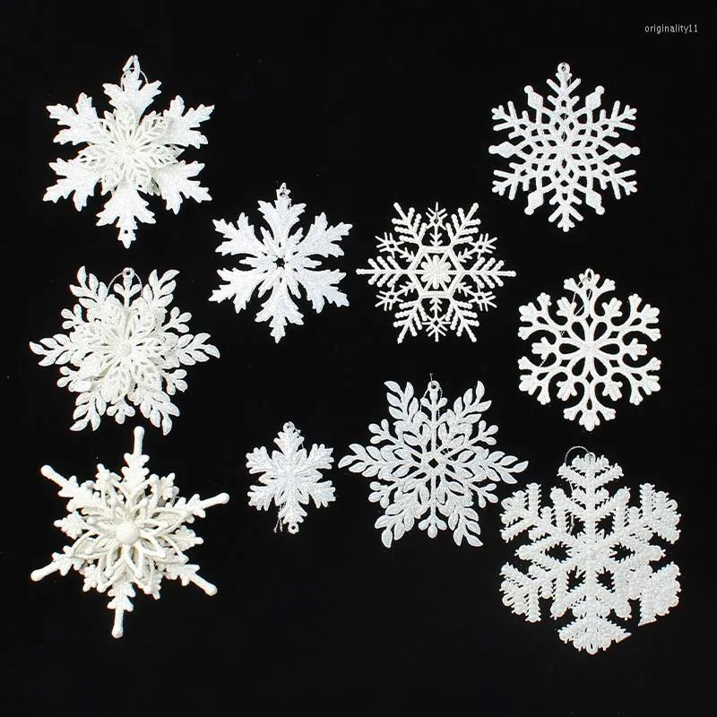 Decorações de Natal 2023 Artificial Snowflakes Garland Decoração de festa de inverno Ano Decoração de neve para casa de aniversário Navidad Tree Ornament