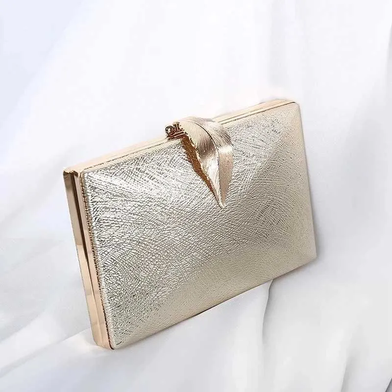 Clutch Taschen Luxy Moon Damen Hochzeit Gold Geldbörse Damen Handtasche Party für Braut Metall Blatt Schloss Schulter ZD1524 230213