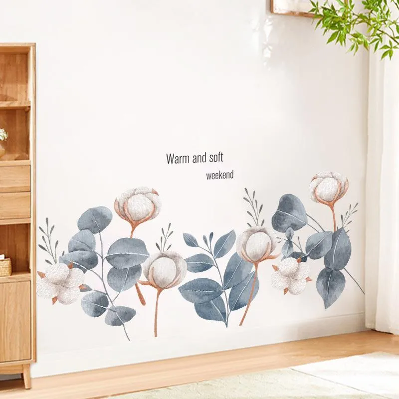 Wall Stickers Cotton Branches Pvc For Staircase Corridor Decoration Watercolour Art Murals Removable Bedroom Decals