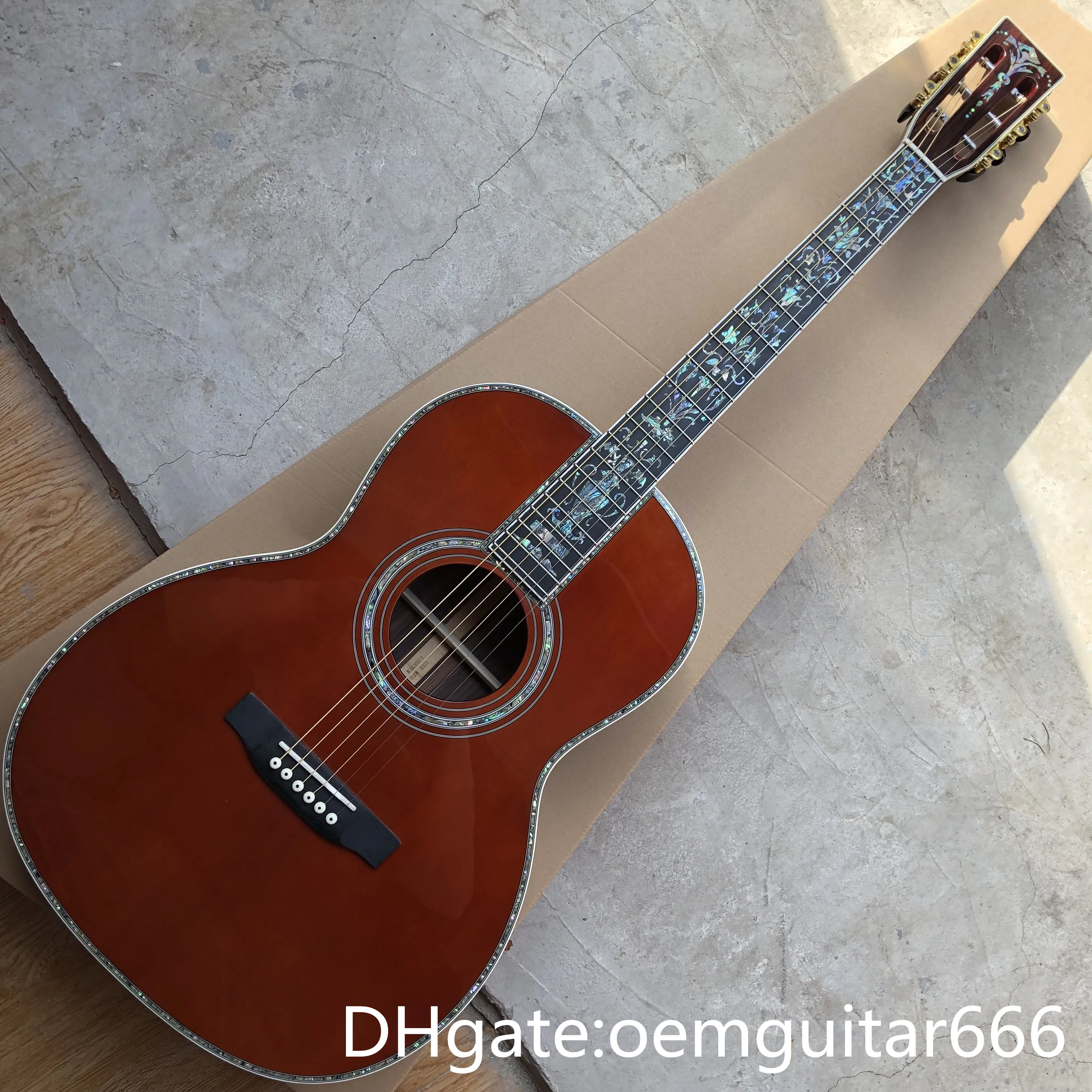 Factory Custom Guitar, Solid Spruce Top, Ebony Fingerboard, Rosewood Sides and Back, 39 "Ooo Series Acoustic Guitar av hög kvalitet, gratis leverans