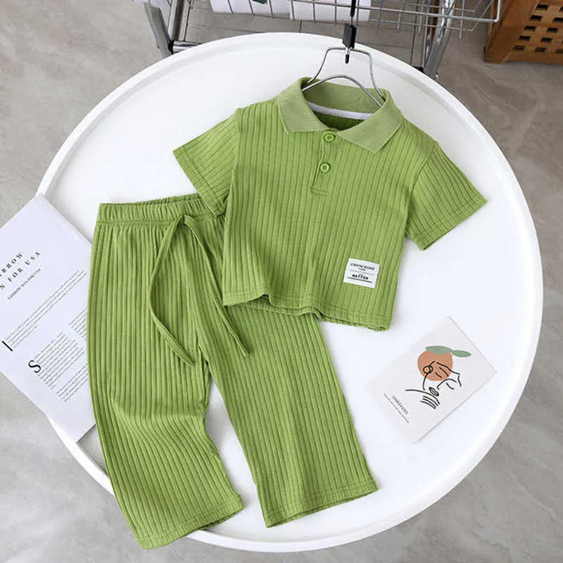 Ensembles de vêtements Pcs bébé filles costume d'été enfants col polo à manches courtes t-shirt décontracté pantalon ample mode coréenne enfants survêtement