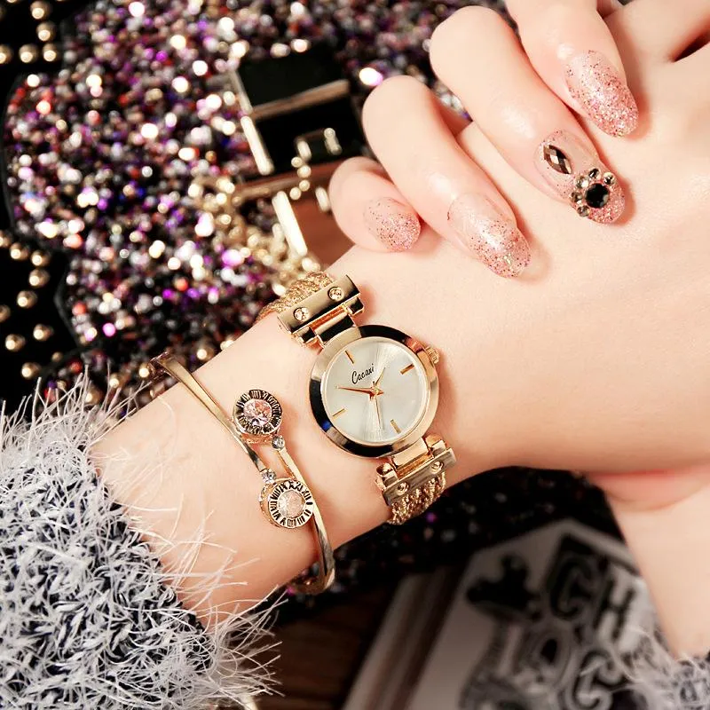Zegarwatch marka mody bogini kobiety zegarki Watches Rose Gold Quartz Mała brześniczka Bransoletka Zegarek Zegarek Damski Drop