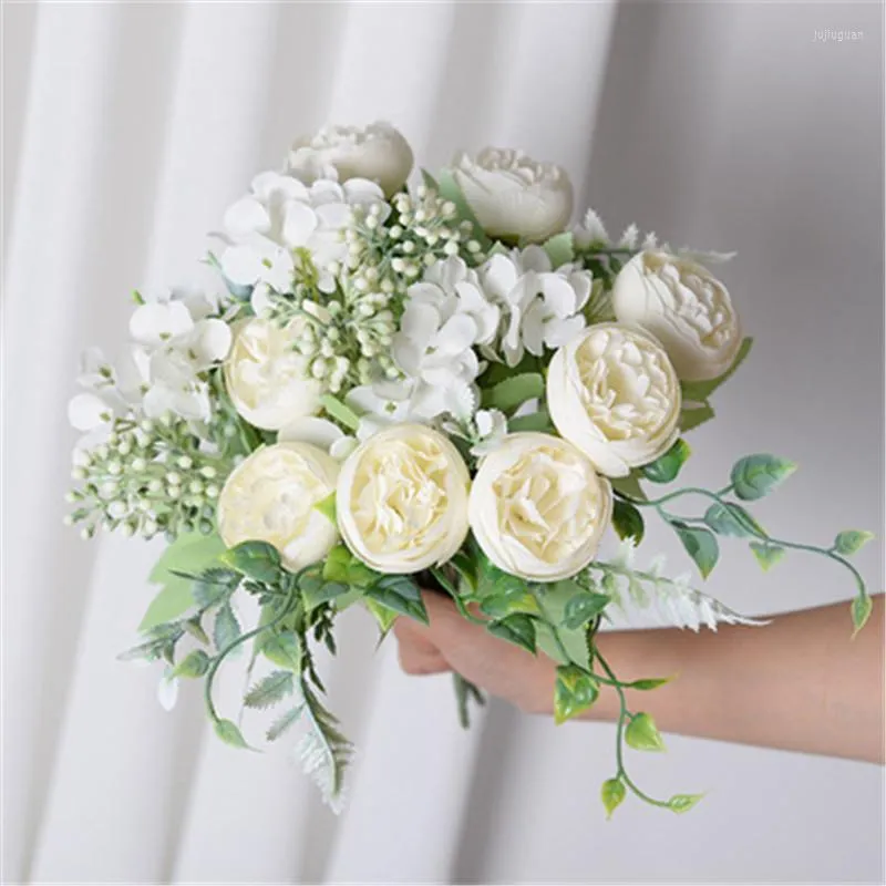 Decorative Flowers Beautiful Peony Artificial Silk Flower Bouquet Flores Home Party Spring Wedding Decoration Fake 2023 Christmas Table Deco