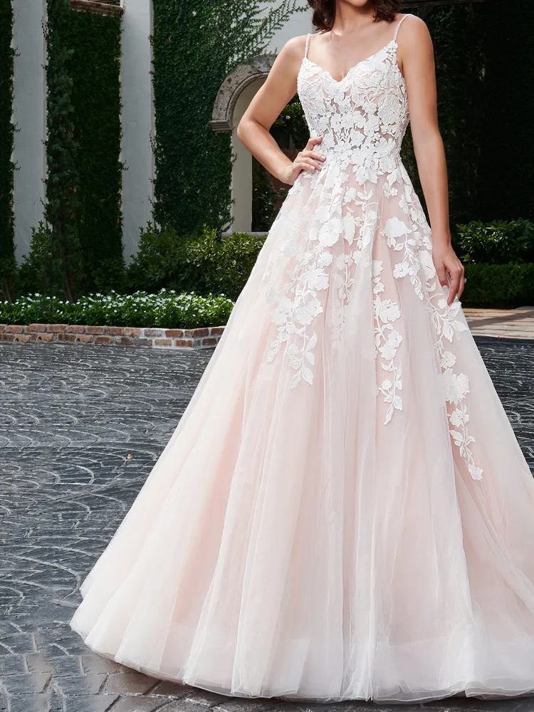 Empire Wedding Dress Blush Tulle com apliques de iovry Aplique, vestidos de noiva de cintura alta aceitar vestidos de noiva de tamanho grande personalizado