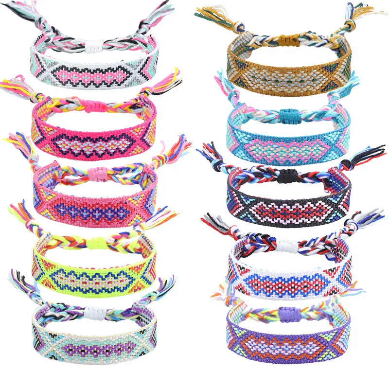 Bracelets d'amitié à pampilles colorées Bracelet tissé de style ethnique bohème Accessoires de mode pour femmes