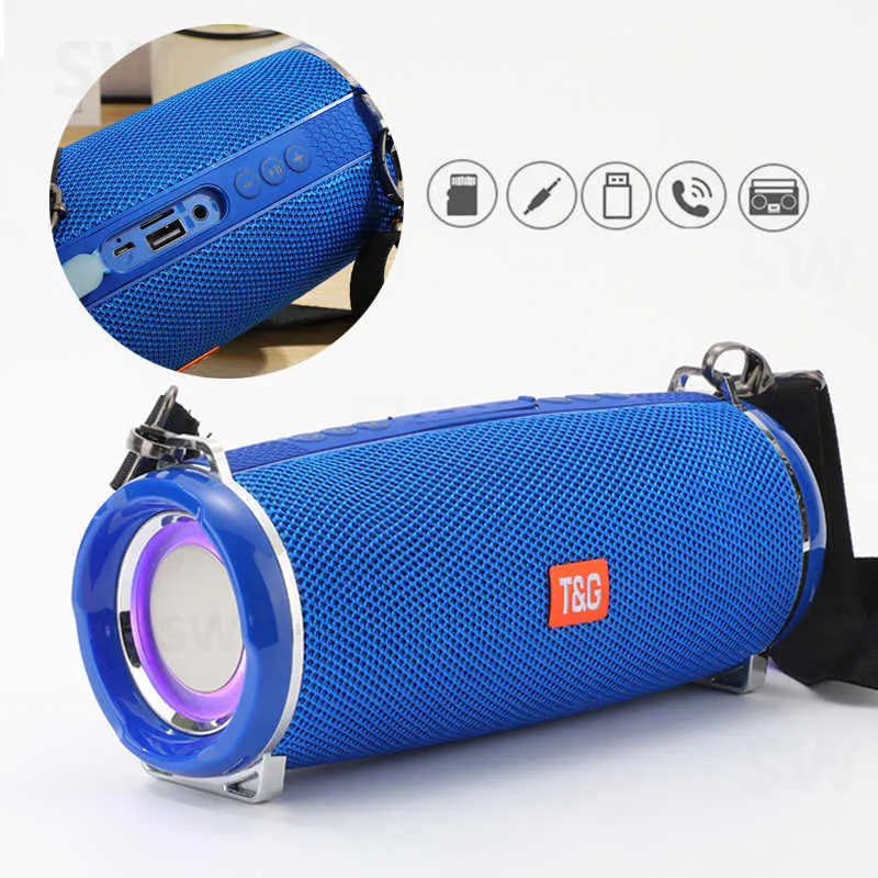 Portable Speakers Portable Bluetooth Speaker Outdoor Radio Audio Amplifier Waterproof Soundbar Column Disk Wireless Subwoofer LED Light SoundboxG230524