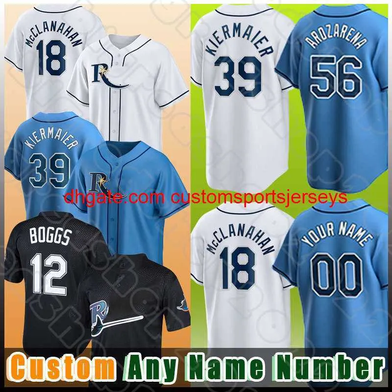 puntada 56 Randy Arozarena 17 Austin Meadows Camisetas de béisbol 39 Kevin Kiermaier 12 Wade Boggs Yandy Diaz Tyler Glasnow Shane McClanahan Taylor Walls C