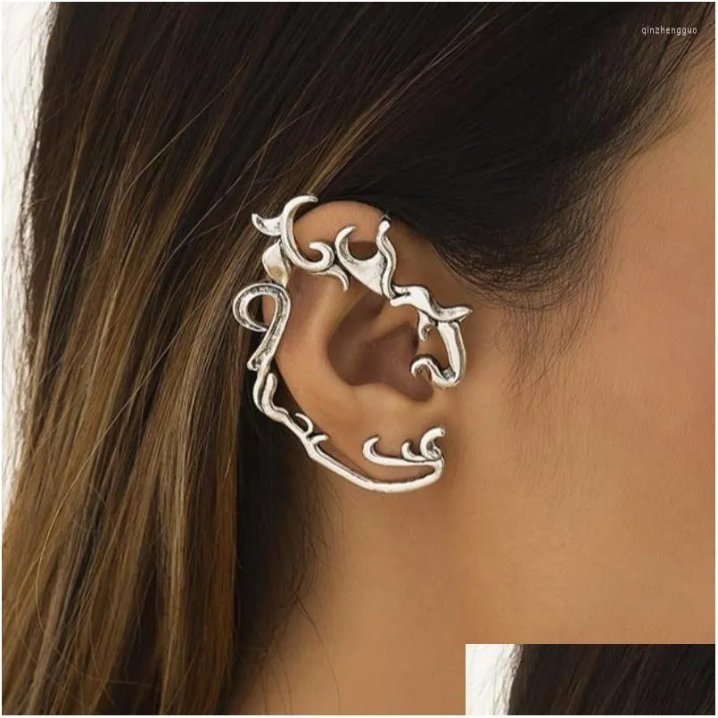 Clip-On Screw Back Backs Earrings Vintage Elf Fairy Ear Cuffs Earring For Women Alloy Flower Vine Wrap Goth Rock Punk Jewelry Couple Dho5K