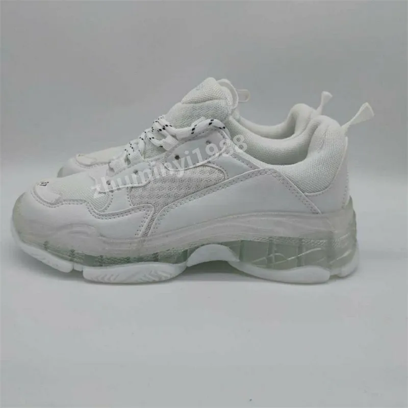 2023 pares de suela clara Triple S zapatillas de deporte hombres mujeres zapatos casuales moda cristal inferior zapatilla de deporte diseñador entrenadores viejo papá zapato blanco negro verde amarillo arco iris zmy2