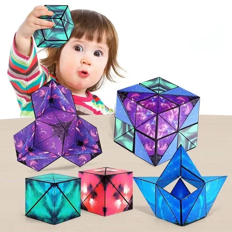 Variety Geometric Magnetic Magic Cube Creative Changeable Anti Stress 3D Hand Flip Puzzle Cube Kid Stress Reliever Fidget Toy