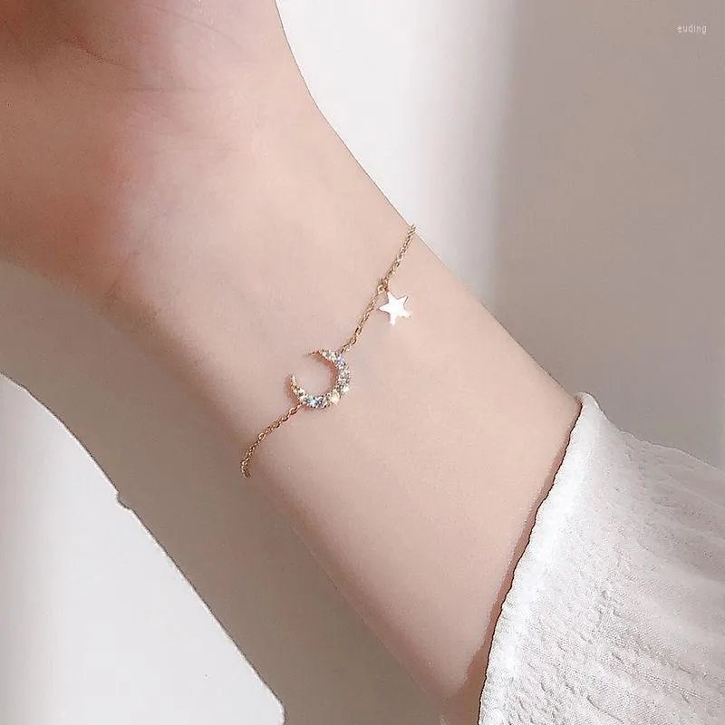 Bracelets de charme coréen mignon étoile lune papillon pendentif bracelet fille tendance élégant brillant zircone chaîne réglable femmes bijoux cadeau