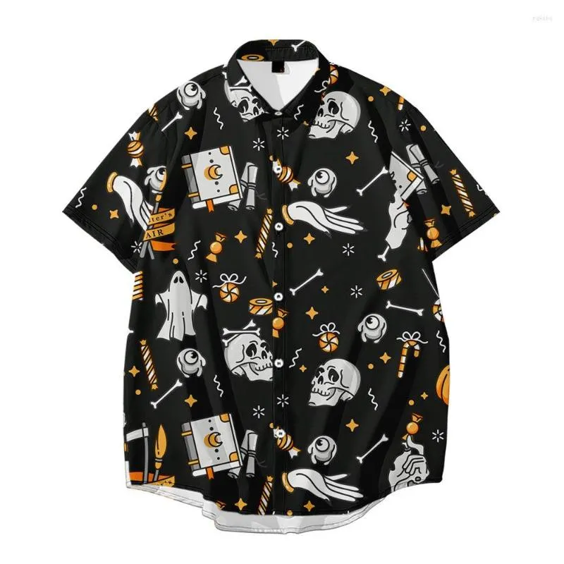 Men's Casual Shirts Halloween Adult Print T-Shirt Short Sleeve Daily Tshirt Oversize XXS-XL Men Cartoon Clothes Top Loose Thin Beach Shirt