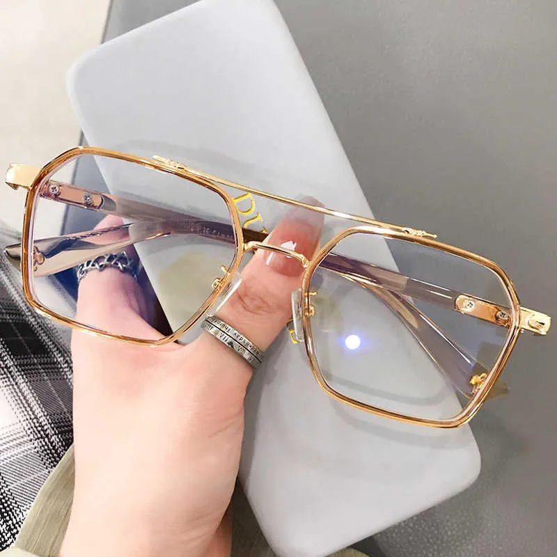 Women's Men's Sunglasses Designer Flat Lens Fashion Oversized Gold Frame  Stylish