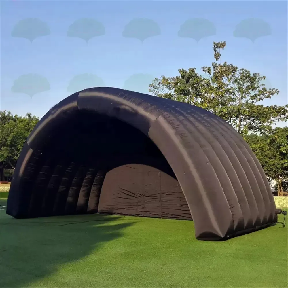 9x4.5m Outdoor black inflatable stage tent rooftop booth air concert shelter dome marquee cover for sale with blower free ship