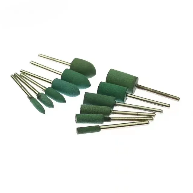 10 pezzi Testa di smerigliatura a punta montata in gomma per utensili elettrici rotanti per la lucidatura di stampi