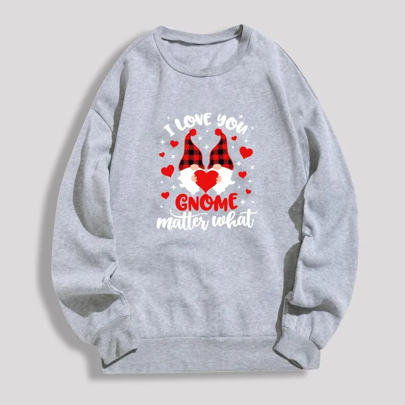 Felpe con cappuccio da donna Felpe Kawaii Felpa Cartoon Gnomi Stampa lettera Donna Harajuku Pullover manica lunga con cappuccio San Valentino