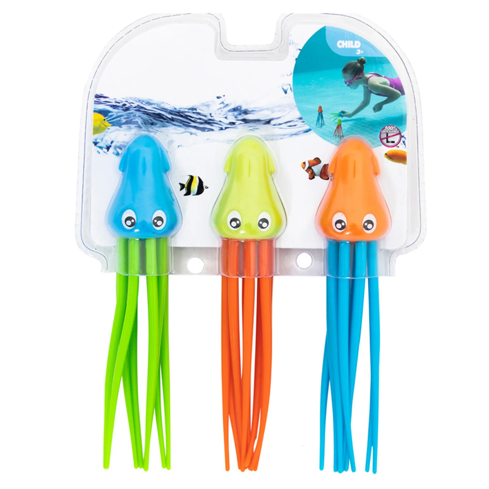 Bath Toys 3pcs crianças nando de polvo piscina brinquedos de mergulho crianças engraçadas polvo tocam brinquedos de água subaquática Treinamento divertido Bath Toys Presente 230211