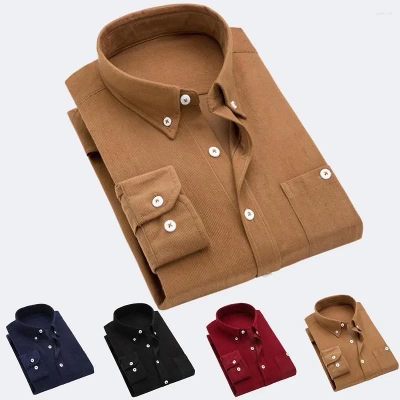 Herrenhemden Fabulous Men Shirt Langarm Hautfreundliche Taschen Einreihiges Oberteil mit Knöpfen