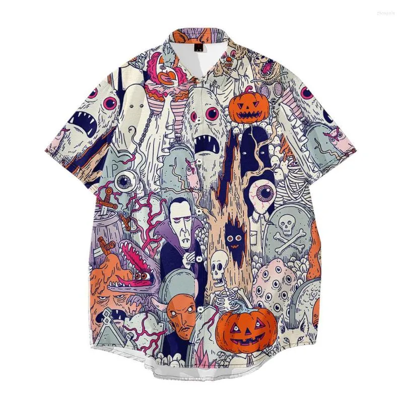 Casual shirts voor heren Halloween Print Men Shirt Summer Short Sleeve T-shirt oversized 5xl 6xl volwassen cartoon kleding dagelijkse t-shirt kleding