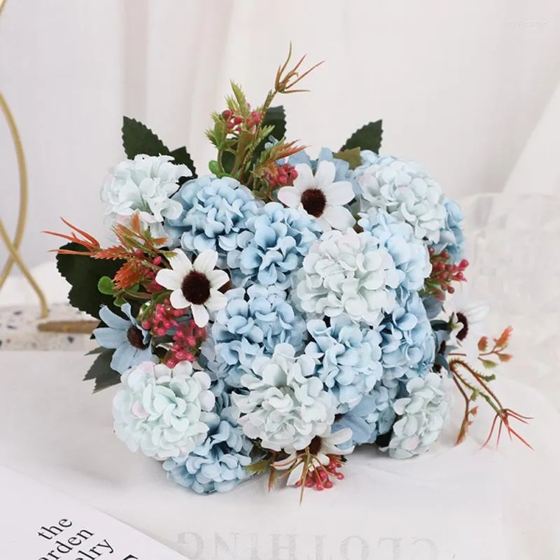 Декоративные цветы искусственный шелк гортеня ромашка осенний гибридный букет для домашнего свадебного декора.