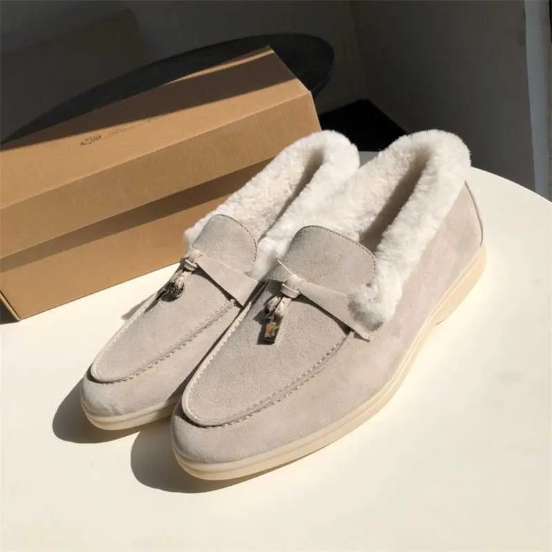 Italia Designer Loropiana Scarpe Lp Lucky Shoes Women's 2023 Autunno e inverno Fondo piatto in pelle British Large Comode Slip-on Scarpe pigre Scarpe singole Penny Shoes