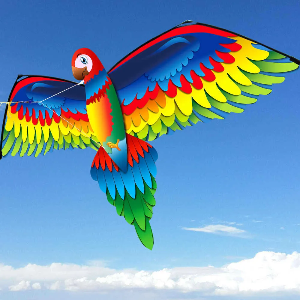 3d Parrot Single Line With Tail And Handle Kite Children Flying Bird Outdoor Adult Kids Interactive Toy