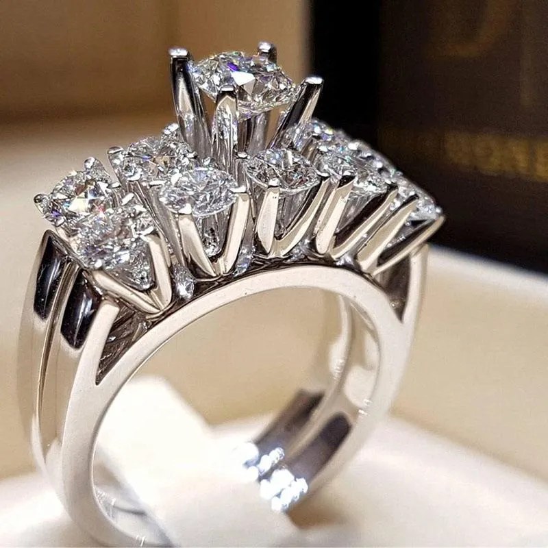 Обручальные кольца Ska Set для женщин Anillos Mujer Finger Jewelry 2023 Прибывшие геометрическое обручальное кольцо циркона jjz408