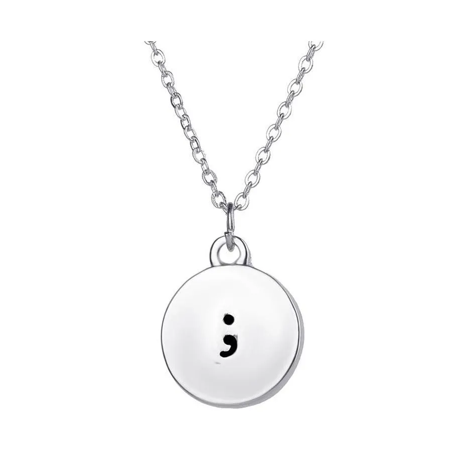 Pendant Necklaces Punctuation Semicolon Symbol Temperament Necklace Simple Chain Drop Delivery Jewelry Pendants Dhhbm