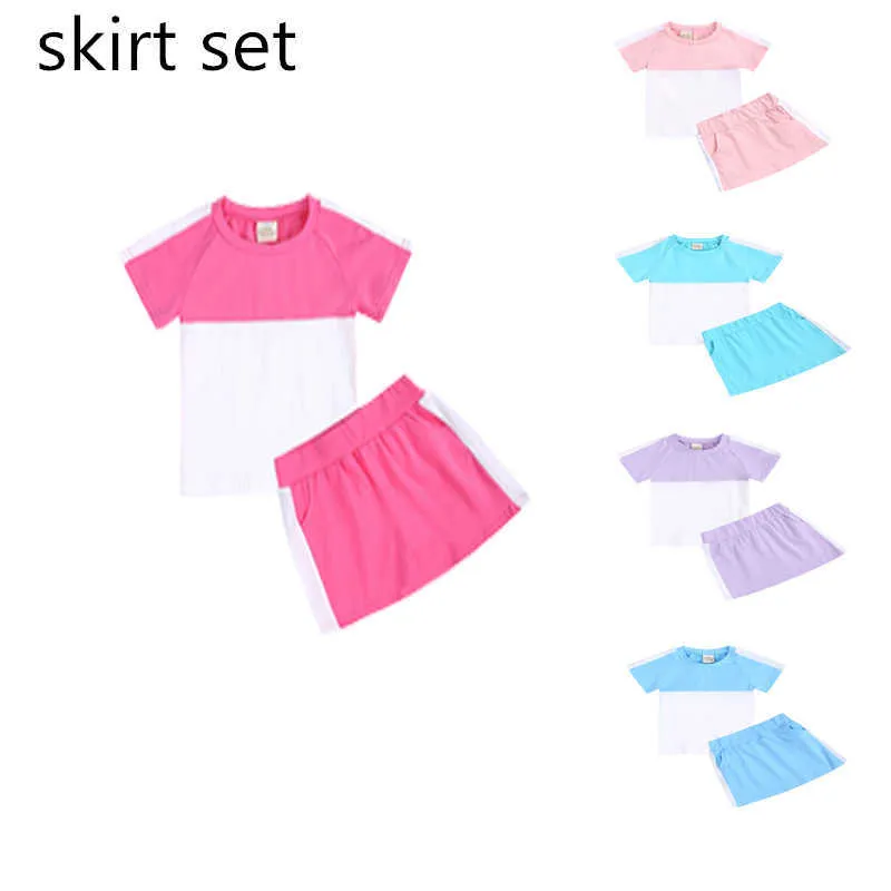 Skirt Tracksuits Clothing Sets For Children Contrast Color Shorts Girls Set Clothes for Boys Newborn Overalls