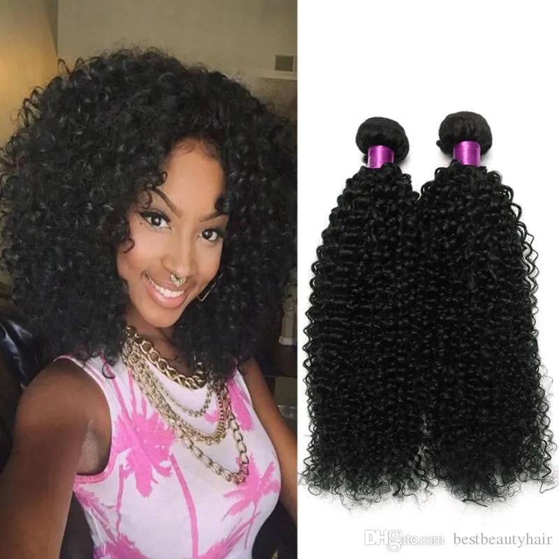 4Pc Extensions de Cheveux Humains Bouclés Malaisiens 100g / pcs Naturel Noir Malaisien Bouclés Weave Virigin Cheveux Malaisiens Crépus Bouclés Extensions de Cheveux