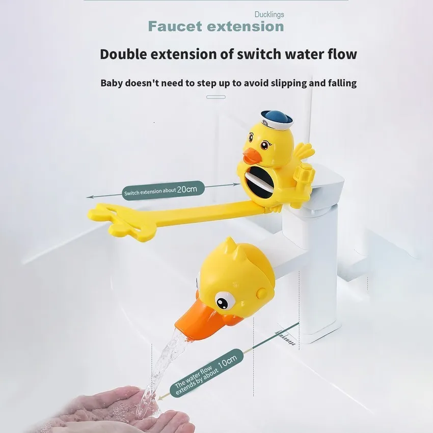 Wanny kąpielowe siedzenia kreskówkowe przedłużacz kranu dla dzieci w myciu rąk w zlewie łazienkowym akcesoria wodne rurę wodną odporna na sprysk