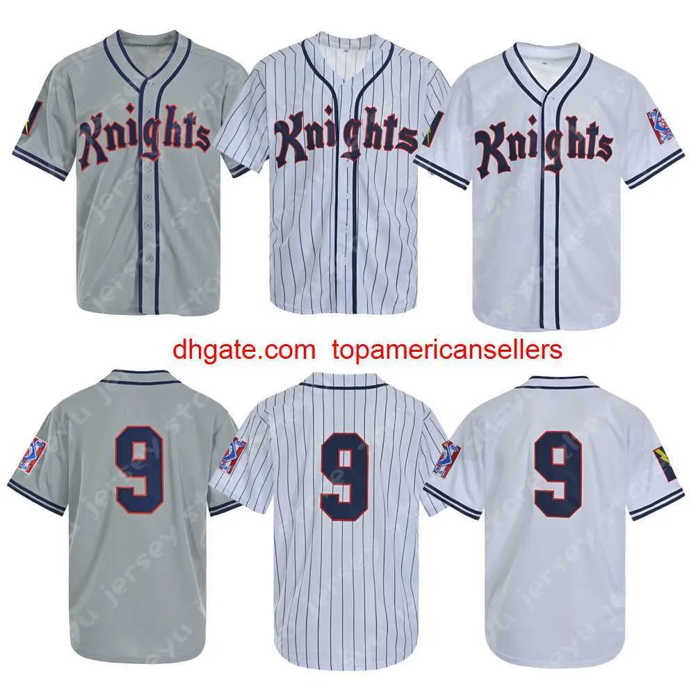 Mens New #9 Roy Hobbs York Knights The Natural Movie Baseball Jerseys Stitched