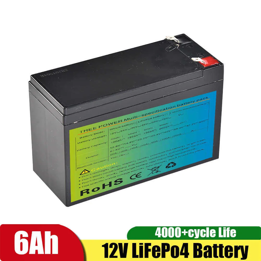 TPO 12V 6Ah LiFePo4 Rechargeur Batterie Lithium Fer Phosphate 4S 12.8V