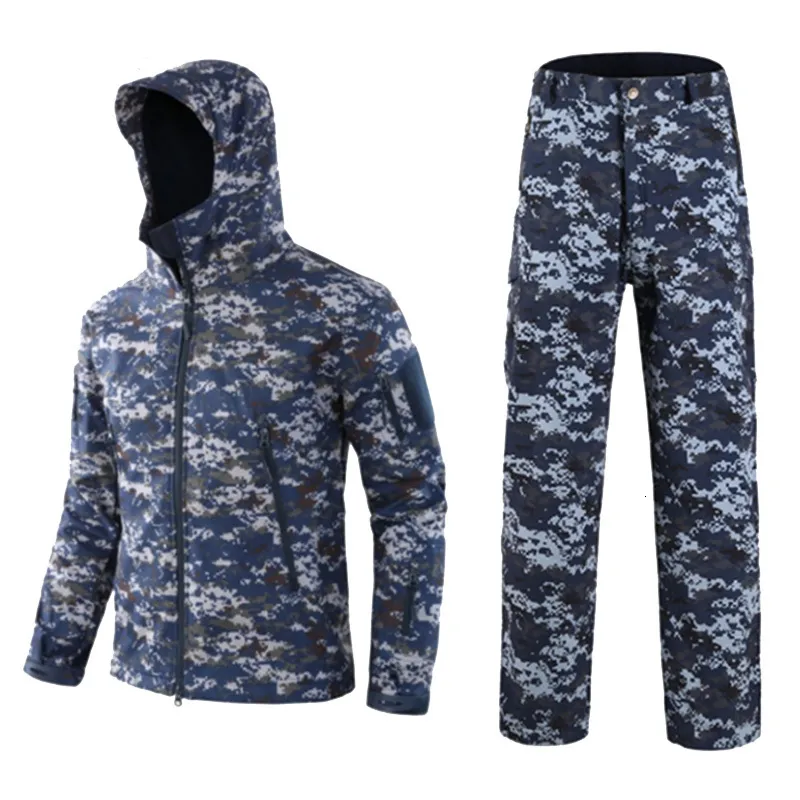 Tracksuits Men Men's Camouflage Jacket Ensembles de requin extérieur Skar Soft Shellbreaker Windproof Hunting Clothes Set Military Tactical Clothing 230213