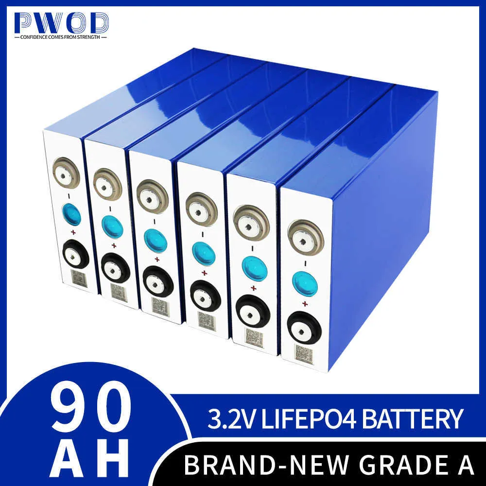 Batterie Lifepo4 de qualité A, 3.2V, 90ah, flambant neuf, Rechargeable, Lithium, fer, Phosphate, 12V, 24V, 48V, camping-car, EV, système solaire pour bateau