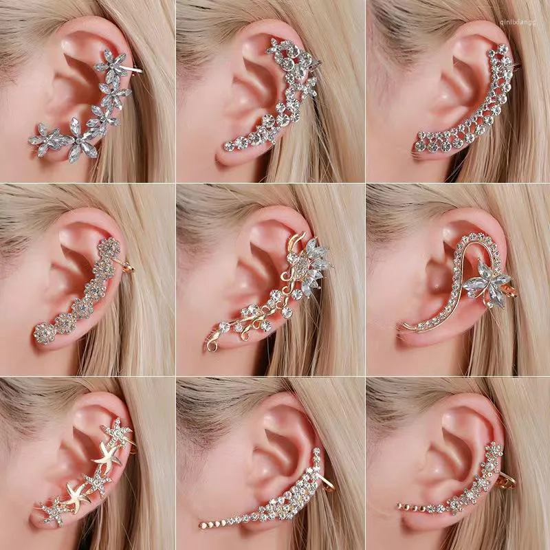 Backs Earrings Fashion Sparkling Zirconia Ear Clips For Women Without Piercing Gold Silver Color Metal Butterfly Cuff Wedding Jewelry