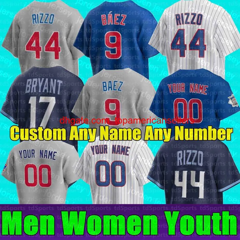 Camisas de beisebol personalizadas New S 9 Javier Baez 44 Anthony Rizzo Willson Contreras 17 Kris Bryant Ryne Sandberg Jason