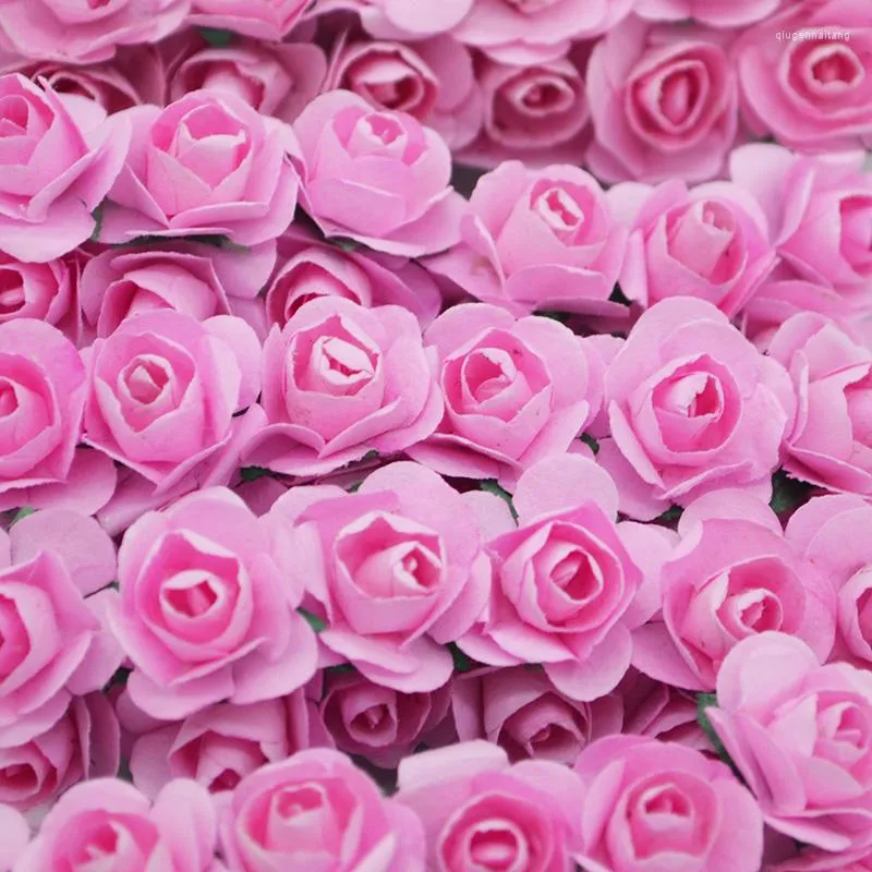 Fiori decorativi 36pcs 1cm Mini rosa di carta artificiale per la decorazione di nozze Ghirlanda fai da te Regalo Scrapbooking Craft Falso