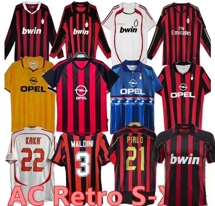 90 91 Ac MIlans Retro shirts SOCCER JERSEYS 95 96 97 Gullit 01 02 03 12 14 15 Maldini Van Basten football KAKA Inzaghi 06 07 PIRLO SHEVCHENKO BAGGIO JERSEY