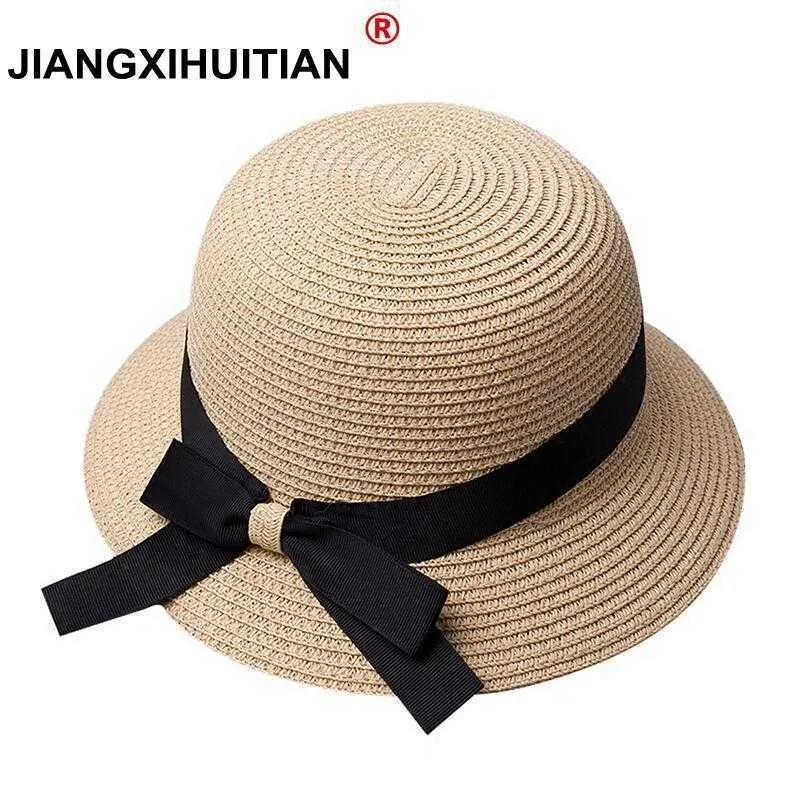 Chapeaux à large bord femmes chapeau de soleil grand arc large bord disquette chapeaux d'été femmes plage Panama paille seau chapeau Protection solaire visière Femme casquette R230214