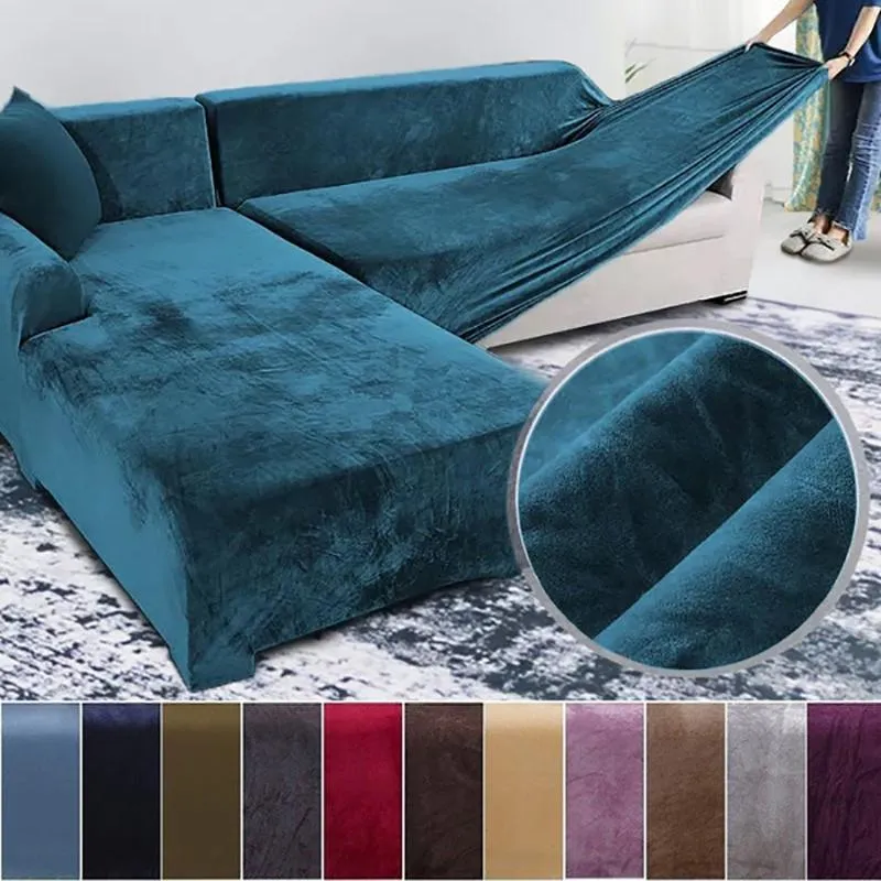 Tampa de cadeira Capa de sofá de pelúcia de veludo para sala de estar elástica de mobília