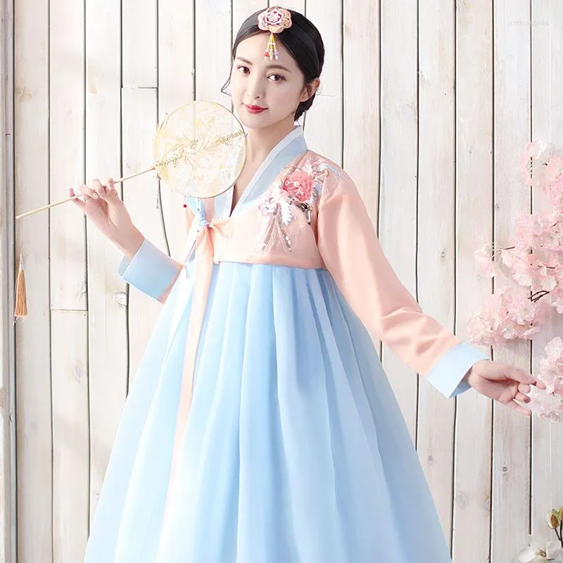 Ethnic Clothing Female Korean Traditional Fairy Dress Women Stage Performance Fluffy Costume Multicolor Hanbok Folk Top Skirt Sets