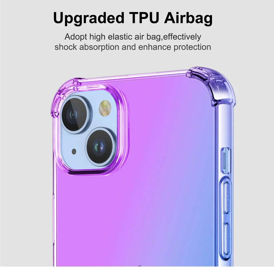 Clear Purple Case For iPhone 14 Pro Max 13 12 11 XS XR 8 7 SE Shockproof  Cover
