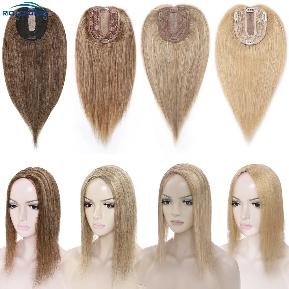 Sintetici Rich Choices Toppers per capelli Natural 100 Human For Women Base in seta Pezzi Biondi Clip In Extensions 230214