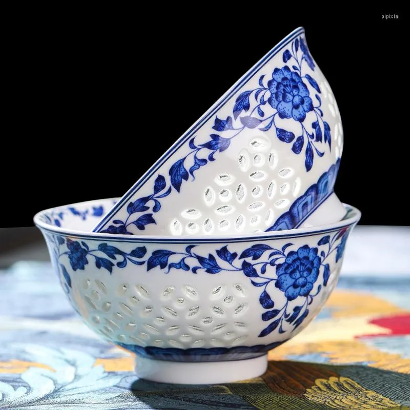 Tigelas 4,5 polegadas jingdezhen tigela cerâmica Hollow out porcelana Rice Home Dinnerware Criativo Sopa Chinesa Craft Small Contêiner