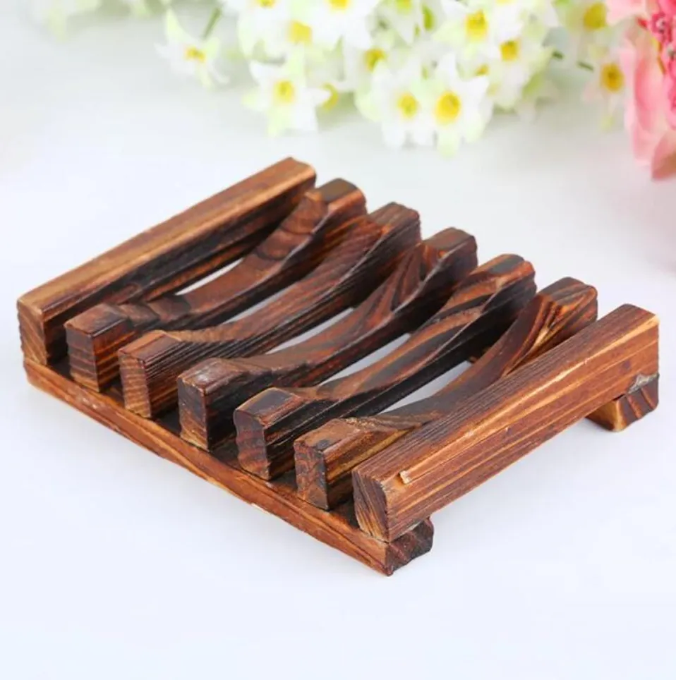 Natural Wooden Bamboo Soap Dish Tray Holder Storage Soap Rack Plate Box Container for Bath Shower Plate Bathroom FY4366 A0214