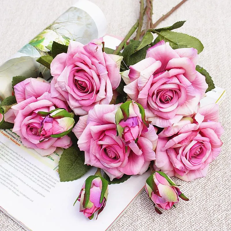 Fleurs décoratives Couronnes Têtes / Bundle Curling Roses Artificielle Saint Valentin Mariage Maison Doux Décor À La Main Diy Vases Pour Househ