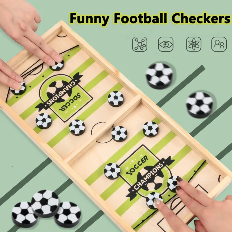 Foosball Fast Sling Puck Game Wooden Football Checkersインタラクティブゲームフットボールテーブルホッケーゲームテーブルバトルボードゲームパーティーゲーム230213